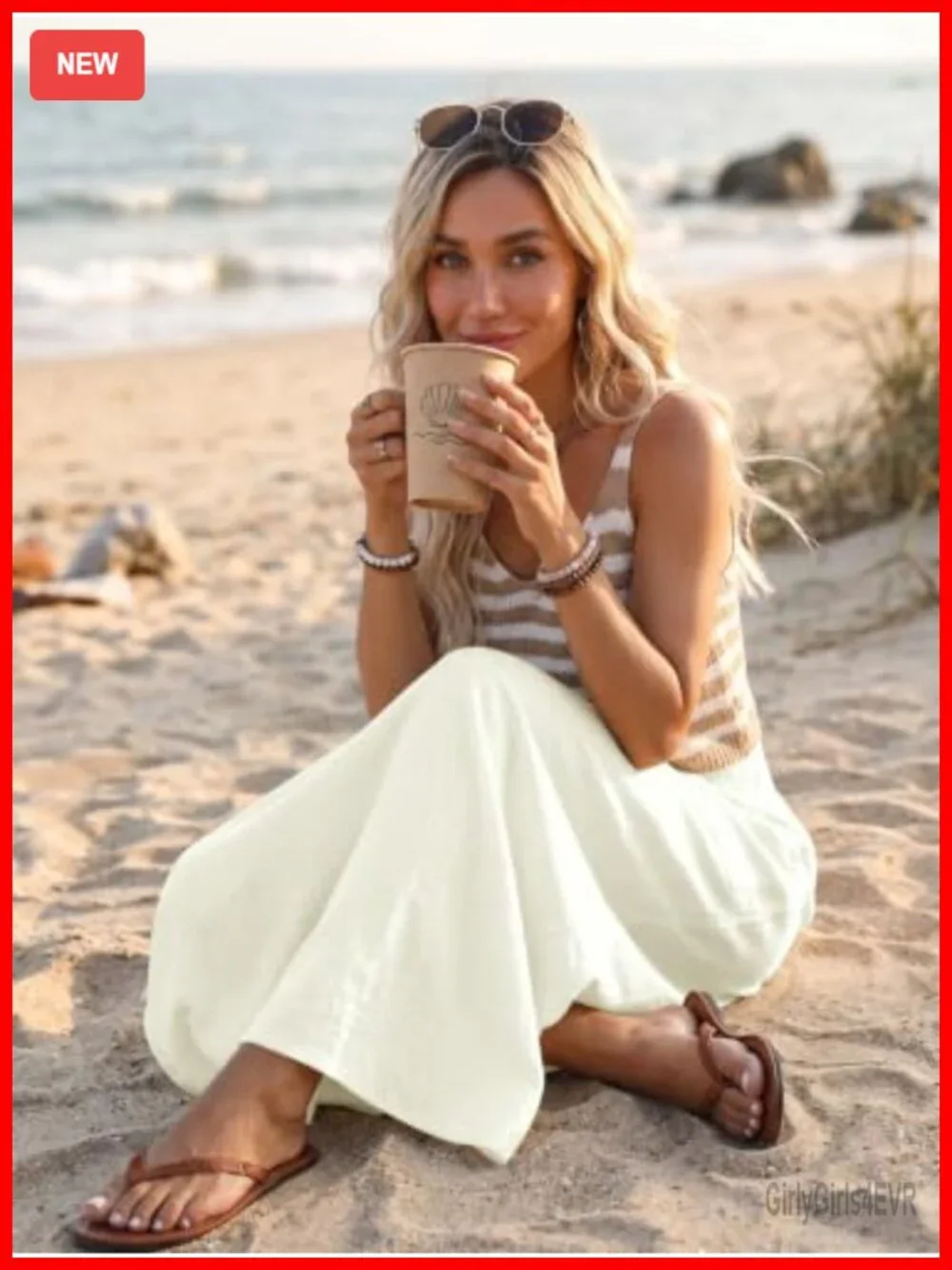 Linen Maxi Skirt Flowy High Waist Side Slit Pockets Summer Beach